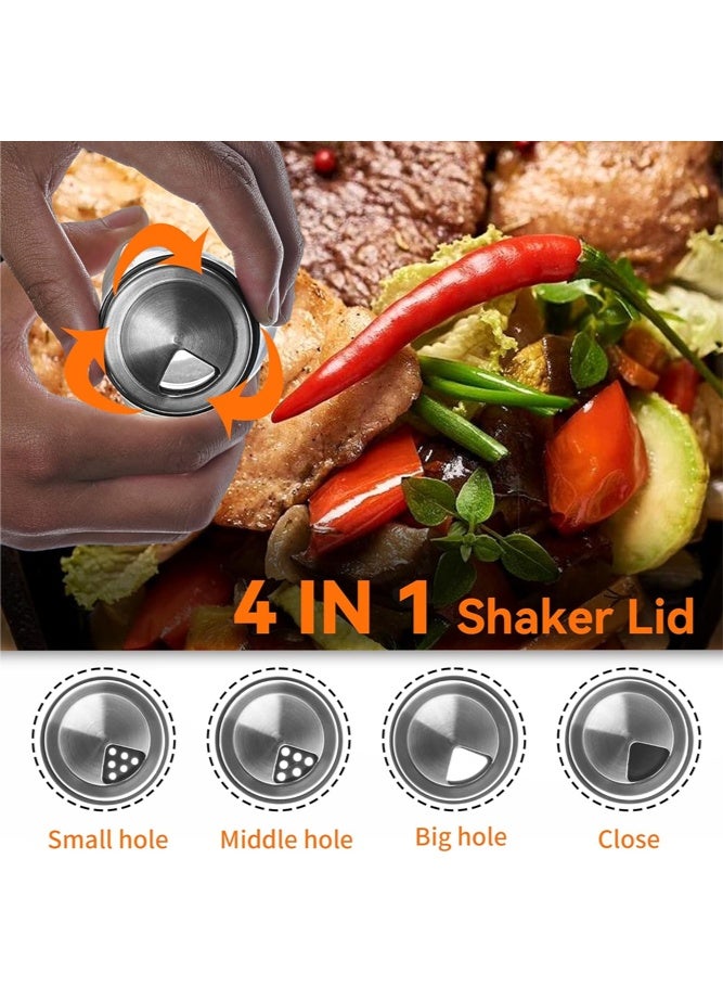 SHABILI Glass and Stainless Steel Spice Organizer Set for Home Use, Rotating Spice Rack and Condiment Set for Cooking, Space Saving Kitchen Spice Racks for Neat Countertop Seasoning Storage (Silver) - Image 4